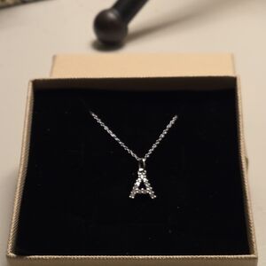 Silver Initial 'A' Pendant Necklace